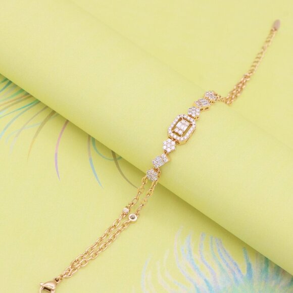 "Elegant Rose Gold Bracelet with Sparkling Gem Accents, XPBL0936 - Picture 3 of 14